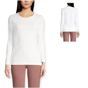Lands'End Cotton Shaped Fit Ribbed Longsleeve Crewneck T-shirt White size 2X